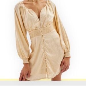 Urban Outfitters Beige Long Sleeve Dress